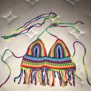 Crochet rainbow top